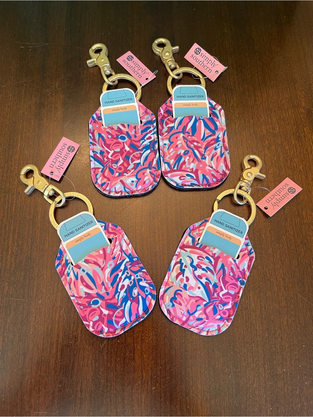 NWT Simply Southern Neoprene Hand Sanitizer Holder Keychain Bundle of 4